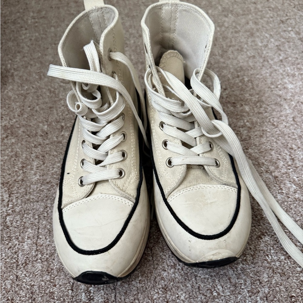 Stylish Cream High-Top Women's Sneakers